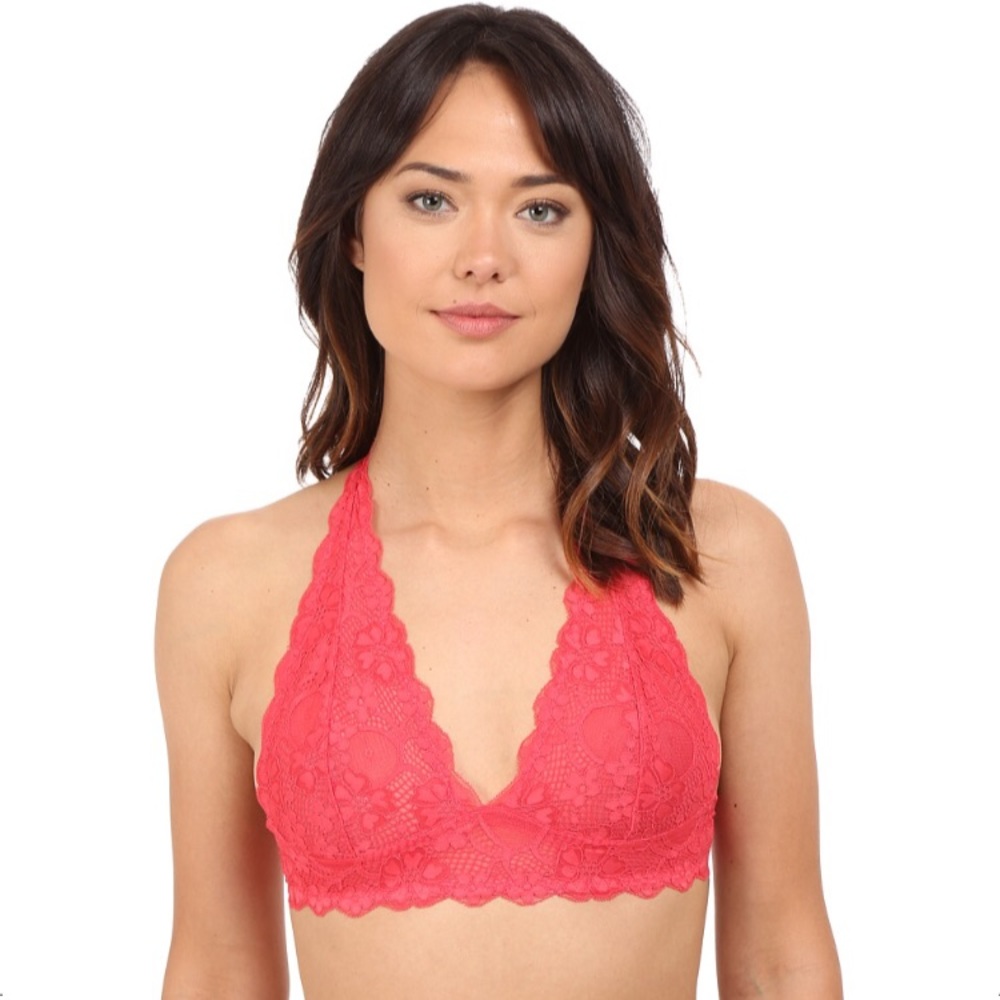 NWT Free People Paradise Red Lace Halter Bralette